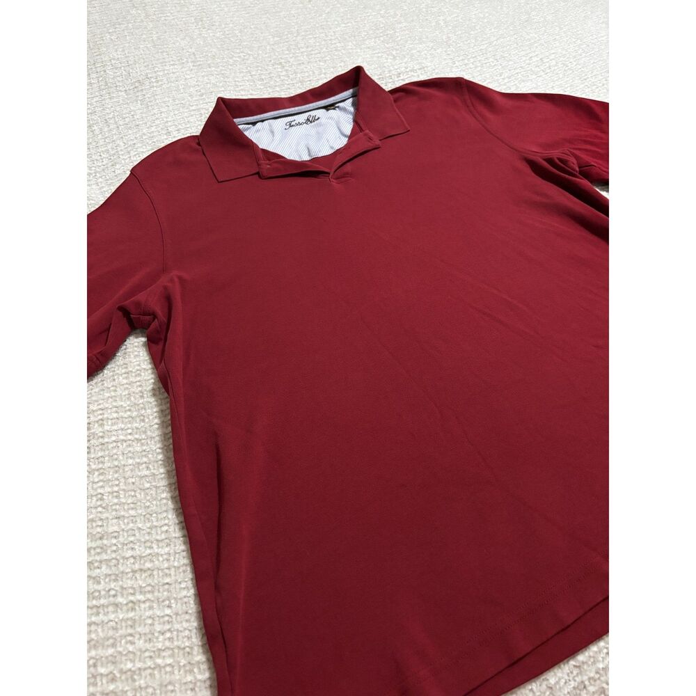 Tasso Elba Men’s L Red 100% Cotton Polo Shirt Classic Solid Knit Casual Golf‎